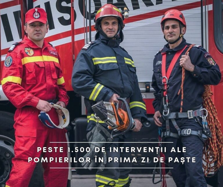 Aproape 5.000 de pompieri cu peste 4.000 de mijloace tehnice au fost la datorie, în minivacanța de Paște
