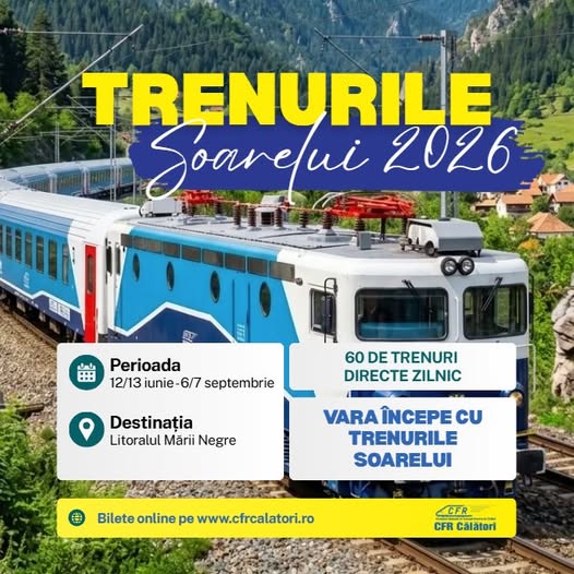 De astăzi, Trenurile Soarelui 2026 pornesc spre litoral!