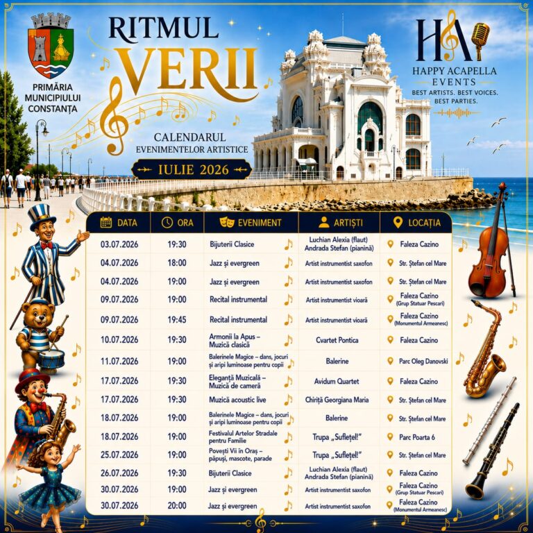 În acest sfârșit de săptămână, „Ritmul Verii” aduce din nou muzica și spectacolele în cele mai îndrăgite locuri din Constanța