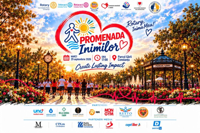 Campanie pentru o viață sănătoasă la Constanța: „Promenada Inimilor 2026” are loc pe 29 septembrie în Parcul Gării